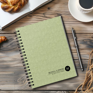 Personalized Sage Green Linen Planner