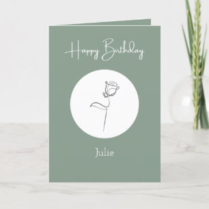Personalized sage green minimalist birthday card