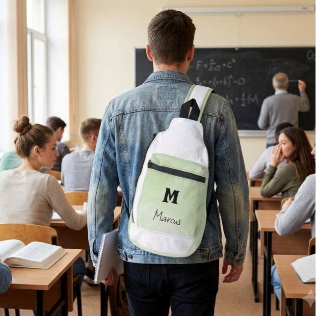 Personalized Sage Green Monogram  Sling Bag (Creator Uploaded)