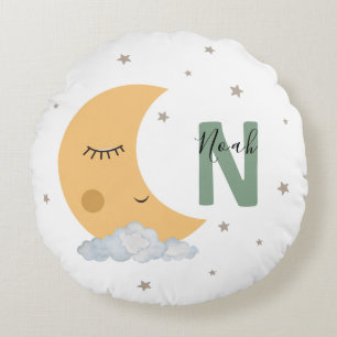 Personalized Sage Green Moon Nursery Throw Pillow