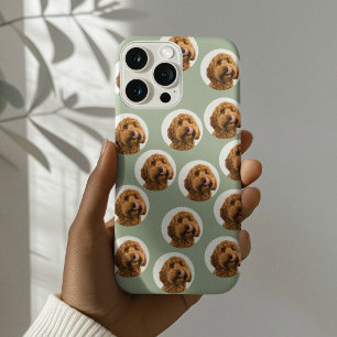 Personalized Sage Green Pet Photo iPhone 15 Pro Case