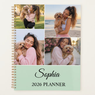 Personalized Sage Green Photo Collage Planner 2026