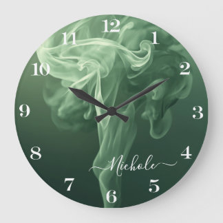 Personalized Sage Green Smoke Large Clock