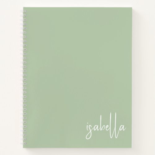 Personalized Sage Green Spiral Notebook