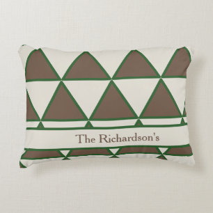 Personalized Sage Green Taupe Triangle Modern Chic Accent Pillow