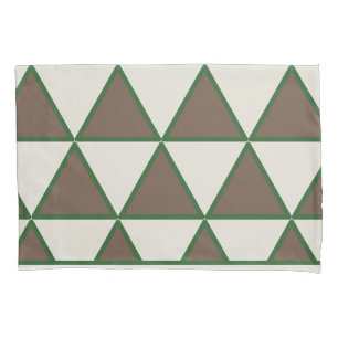 Personalized Sage Green Taupe Triangle Modern Chic Pillow Case