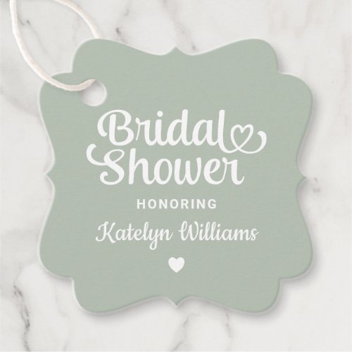 Personalized Sage Green Wedding Bridal Shower Favor Tags