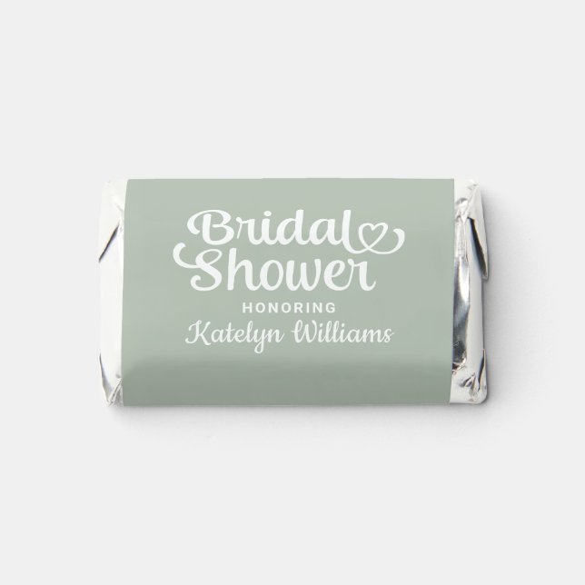 Personalized Sage Green Wedding Bridal Shower Hershey's Miniatures (Front)