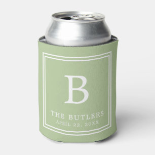 Personalized Sage Green Wedding Can Cooler