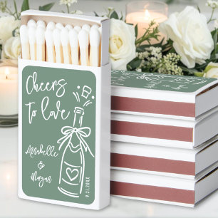 Personalized Sage Green Wedding Favor Matchboxes
