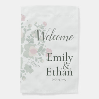 Personalized Sage Green Wedding Garden Flag