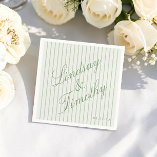 Personalized Sage Green Wedding Napkins
