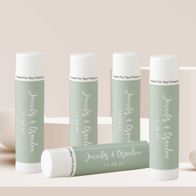 Personalized Sage Green Wedding Party Favors Lip Balm (Creator Uploaded)