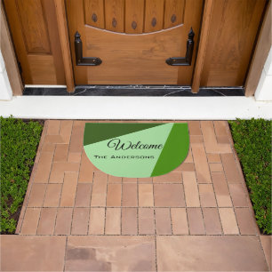 Personalized Sage Green Welcome Semicircle Doormat