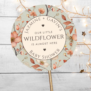 Personalized Sage Green Wildflower Baby Shower Classic Round Sticker