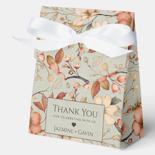 Personalized Sage Green Wildflower Baby Shower Favor Boxes (Front)