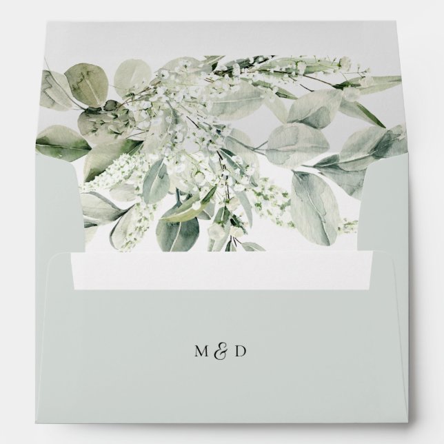 Personalized Sage Greenery Eucalyptus Wedding Envelope (Back (Bottom))
