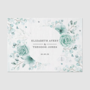 Personalized sage greens Floral Wedding Tissue Paper