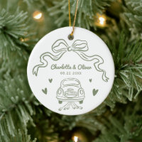 Personalized Sage Hand Drawn Whimsical Bow Wedding