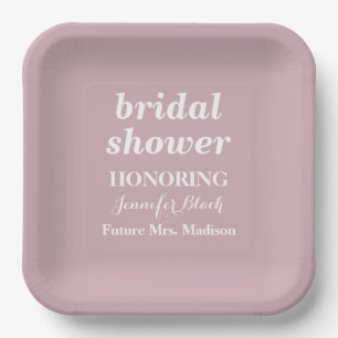 Personalized Sage pink Wedding Bridal Shower Paper Plates