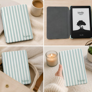 Personalized Sage Striped Kindle Case