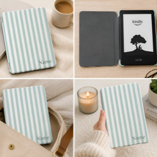 Personalized Sage Striped Kindle Case