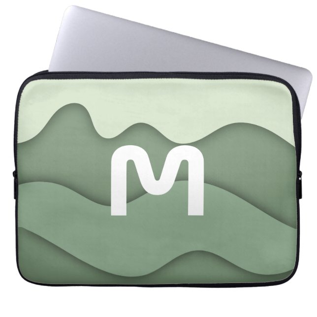 Personalized Sage Wave Laptop Sleeve (Front)