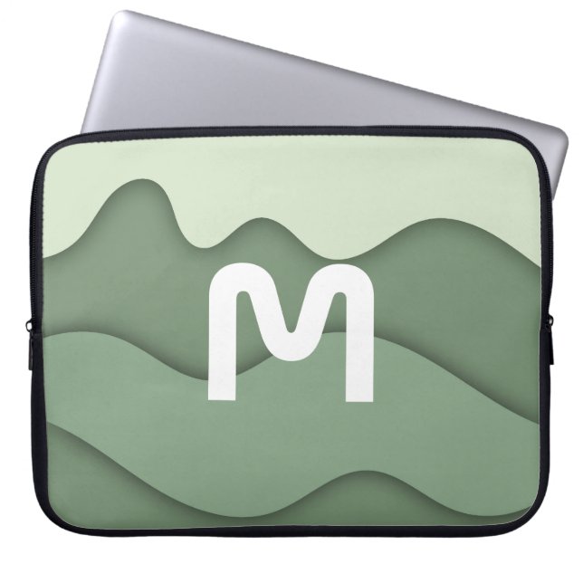 Personalized Sage Wave Laptop Sleeve (Front)