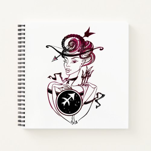 Personalized Sagittarius Art Deco Lady Notebook