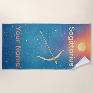 Personalized Sagittarius Astrology Sign Beach Towel