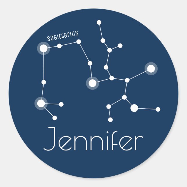 Personalized Sagittarius Zodiac Constellation Classic Round Sticker (Front)