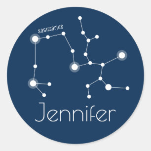 Personalized Sagittarius Zodiac Constellation Classic Round Sticker