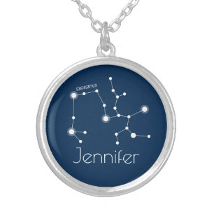 Personalized Sagittarius Zodiac Constellation Silver Plated Necklace