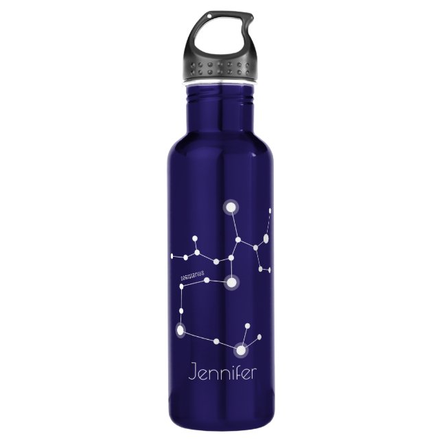 Personalized Sagittarius Zodiac Constellation Water Bottle (Front)