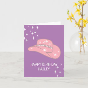 Personalized Sagittarius Zodiac Cowgirl Birthday Card