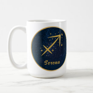 Personalized Sagittarius zodiac symbol gold stars Coffee Mug