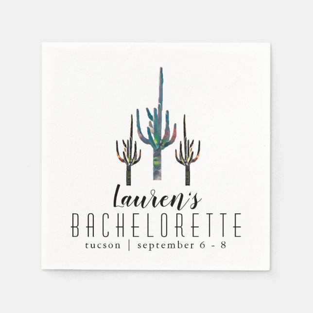 Personalized Saguaro Cactus Bachelorette Napkins (Front)