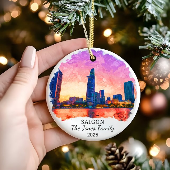 Personalized Saigon Ornament, Vietnam Gift Ceramic Ornament (Creator Uploaded)