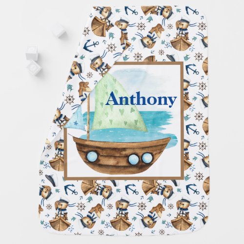 Personalized Sailboat Baby Blanket