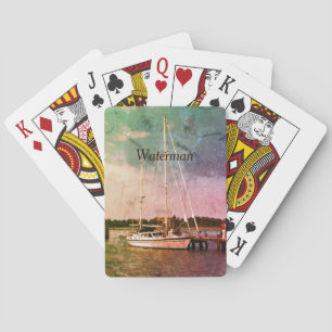 Personalized Sailboat Harbor Vintage Storm Brewing Poker Cards