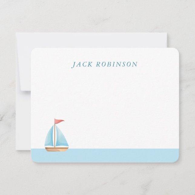 Personalized Sailboat Nautical Note Card (Front)