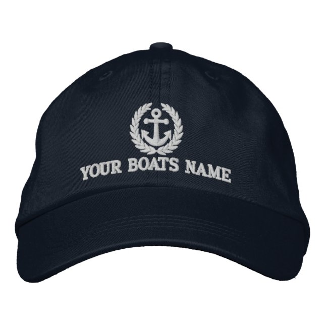 Personalized sailing boat captains embroidered baseball cap (Front)