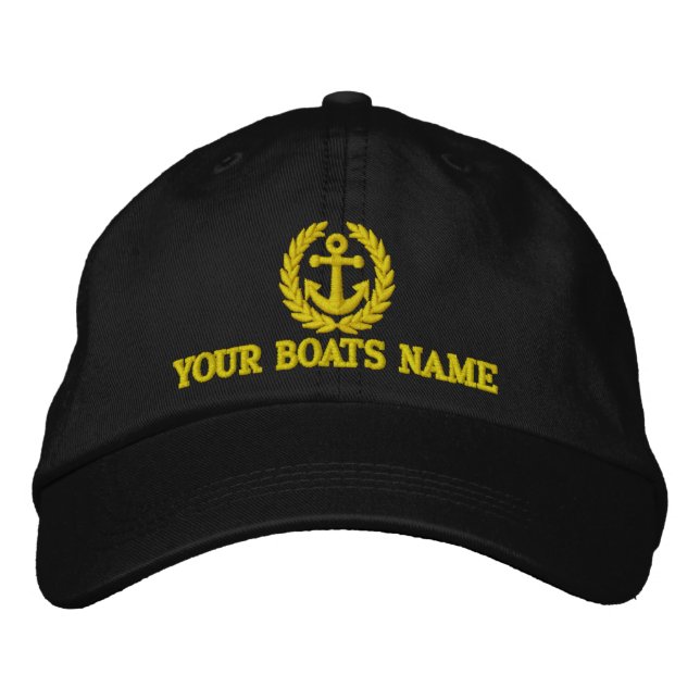 Personalized sailing boat captains embroidered baseball cap (Front)