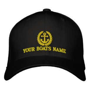 Personalized sailing boat name captains embroidered baseball hat