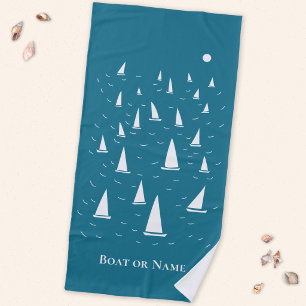 Personalized Sailing Boat Nautical Beach Towel