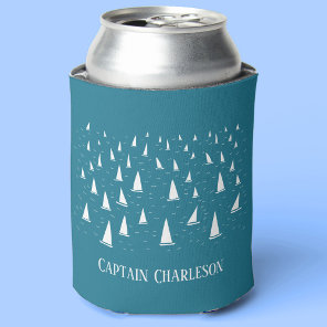Personalized Sailing Boat Nautical Can Cooler