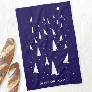 Personalized Sailing Boat Nautical Kitchen Towel