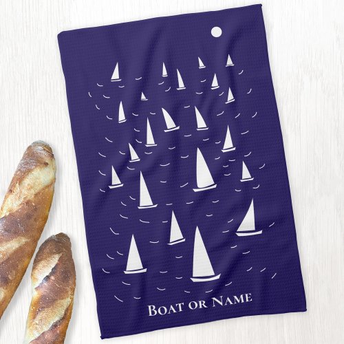 Personalized Sailing Boat Nautical Kitchen Towel