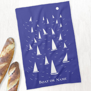 Personalized Sailing Boat Nautical Kitchen Towel