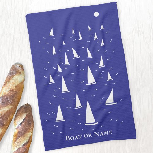 Personalized Sailing Boat Nautical Kitchen Towel